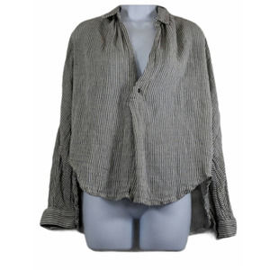 Free People Black and White Striped Blouse